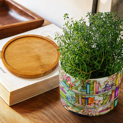 Lorva Reading Ceramic Plant Pot Magical Books