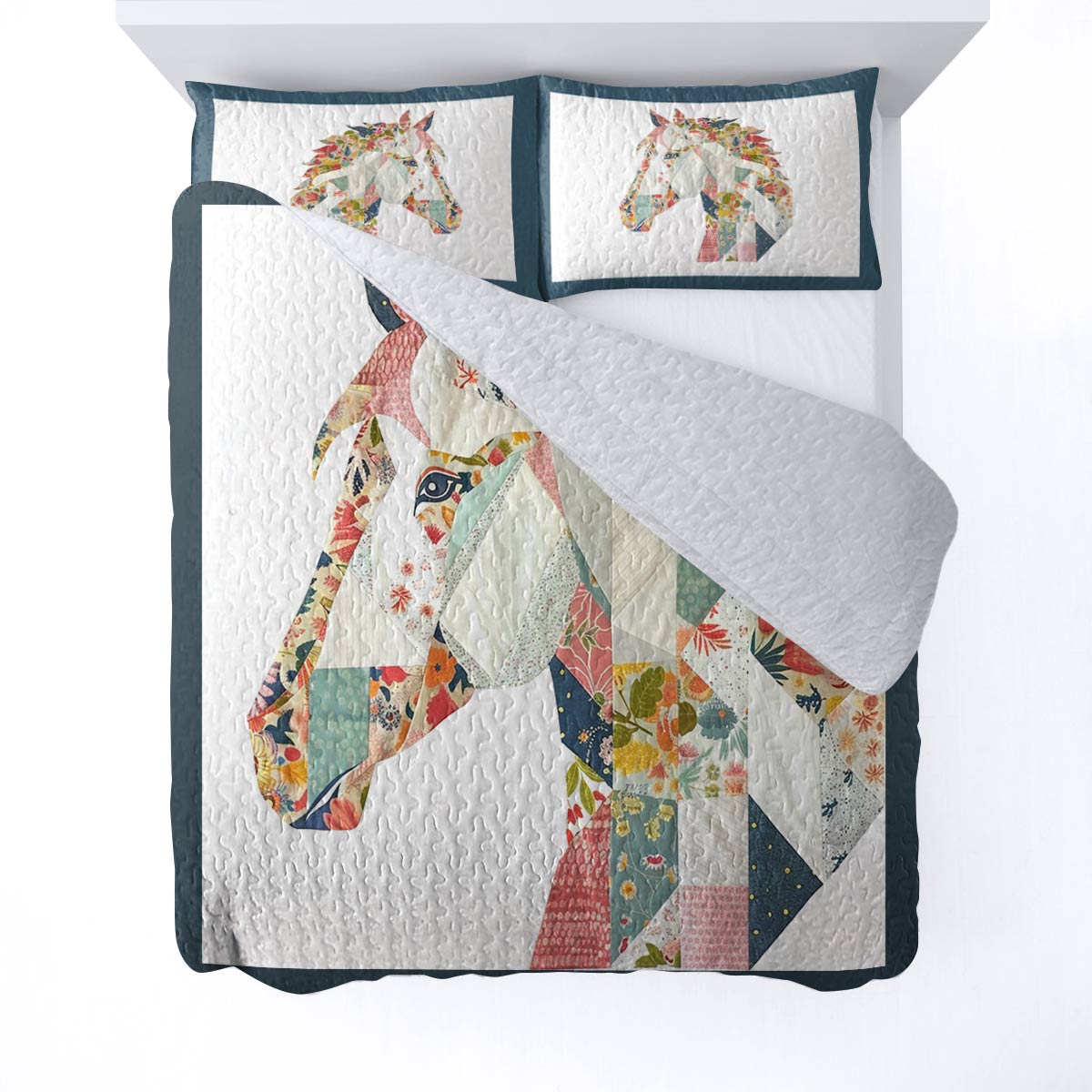 Lorva All Season Quilt 3-Piece Set Charming Floral Horse