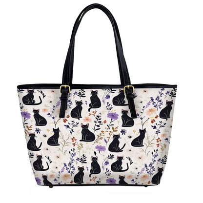 Lorva Leather Tote Bag Enchanted Black Cat