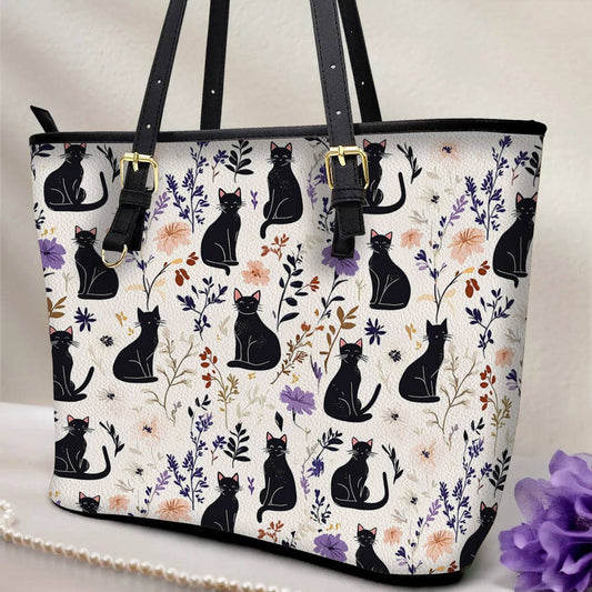 Lorva Leather Tote Bag Enchanted Black Cat