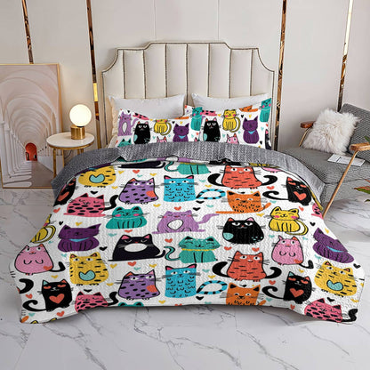 Lorva All Season Quilt 3-Piece Set Cute Kitten
