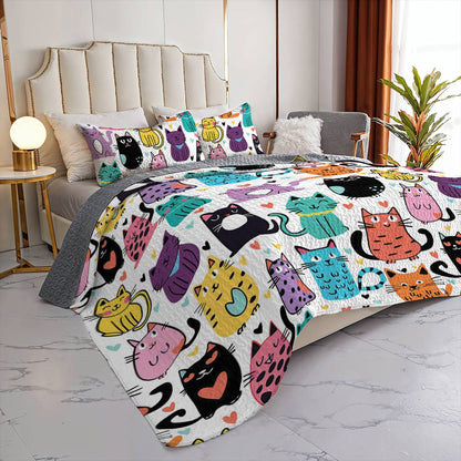 Lorva All Season Quilt 3-Piece Set Cute Kitten