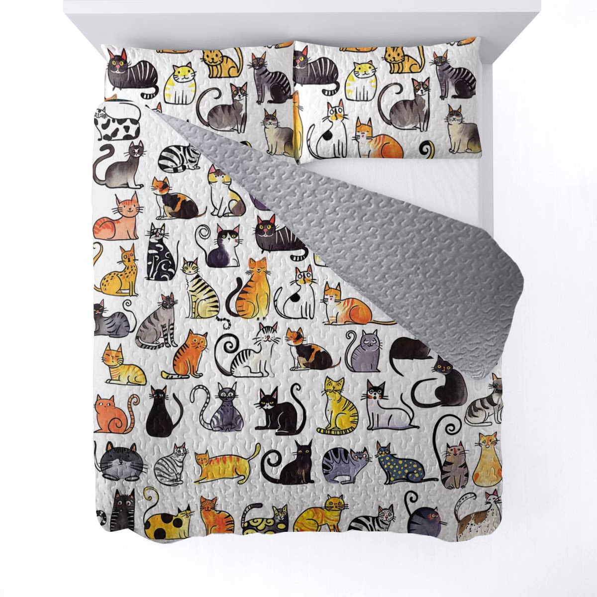 Lorva All Season Quilt 3-Piece Set Cat Friends