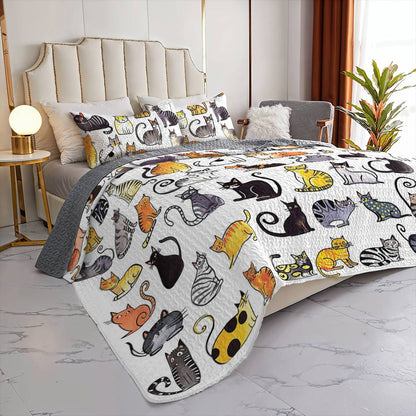 Lorva All Season Quilt 3-Piece Set Cat Friends