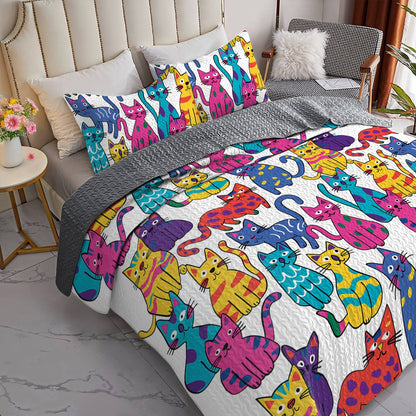 Lorva All Season Quilt 3-Piece Set Whimsical Cats