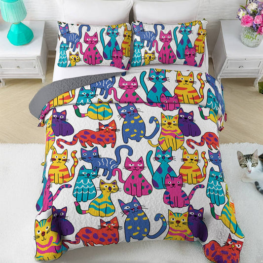 Lorva All Season Quilt 3-Piece Set Whimsical Cats