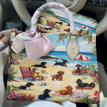 Lorva Leather Bag Dachshund Beach Party