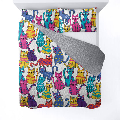Lorva All Season Quilt 3-Piece Set Whimsical Cats