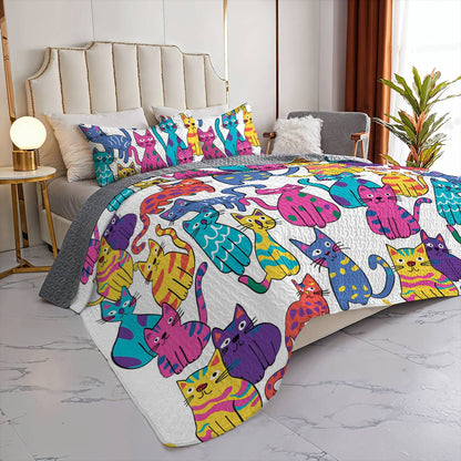 Lorva All Season Quilt 3-Piece Set Whimsical Cats
