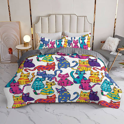 Lorva All Season Quilt 3-Piece Set Whimsical Cats