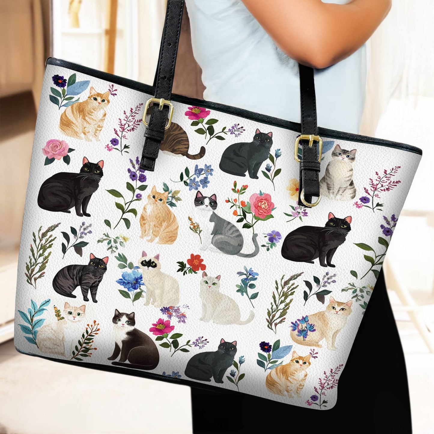 Lorva Leather Tote Bag Whisker Wonderland