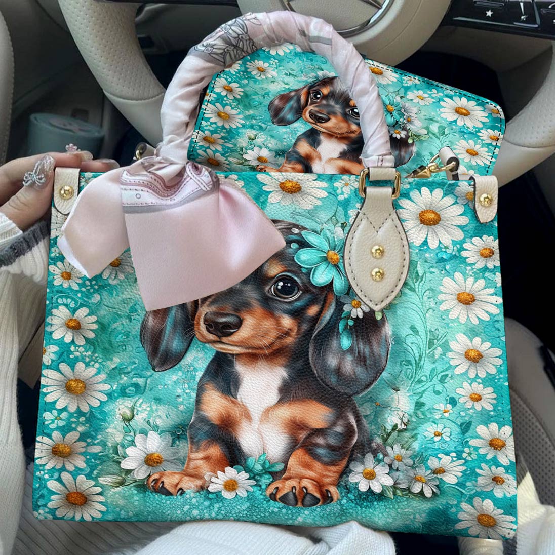 Lorva Dachshund Leather Bag Daisy Doxie Delight