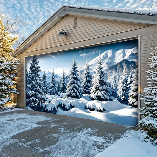 Lorva Christmas Garage Door Banner Decoration Majestic Winter Pines