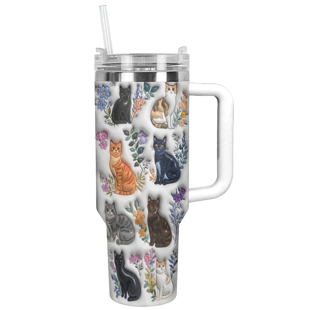 Lorva Tumbler Puffy Charming Floral Cats