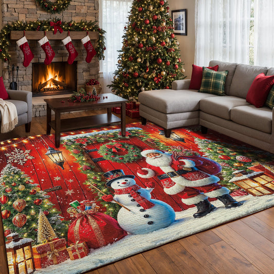 Lorva Christmas Area Rug Happy Snowman