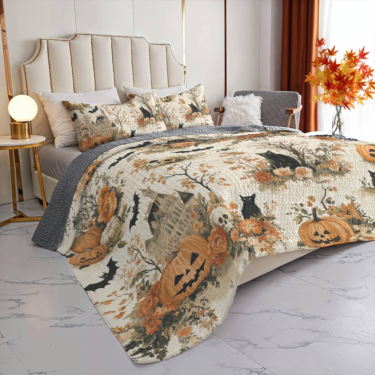 Halloween Lorva All Season Quilt 3-Piece Set Haunting Harvest