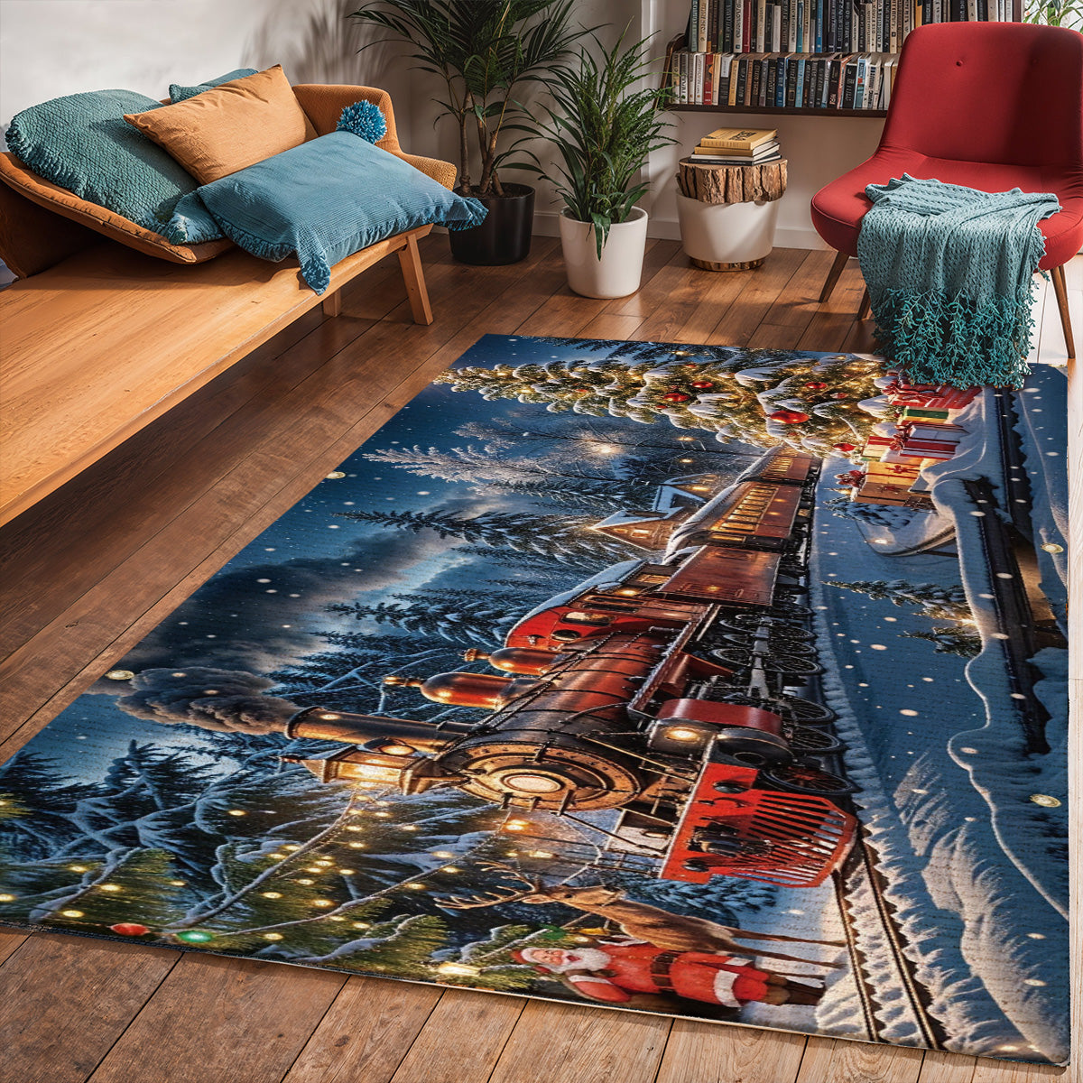 Lorva Christmas Area Rug Majestic Christmas Train