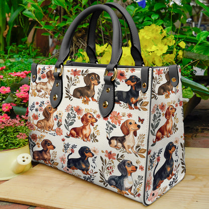 Lorva Dachshund Leather Bag Garden Escape