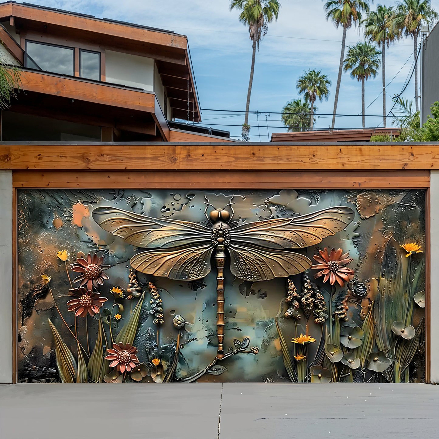 Lorva Garage Door Banner Decoration Enchanted Dragonfly