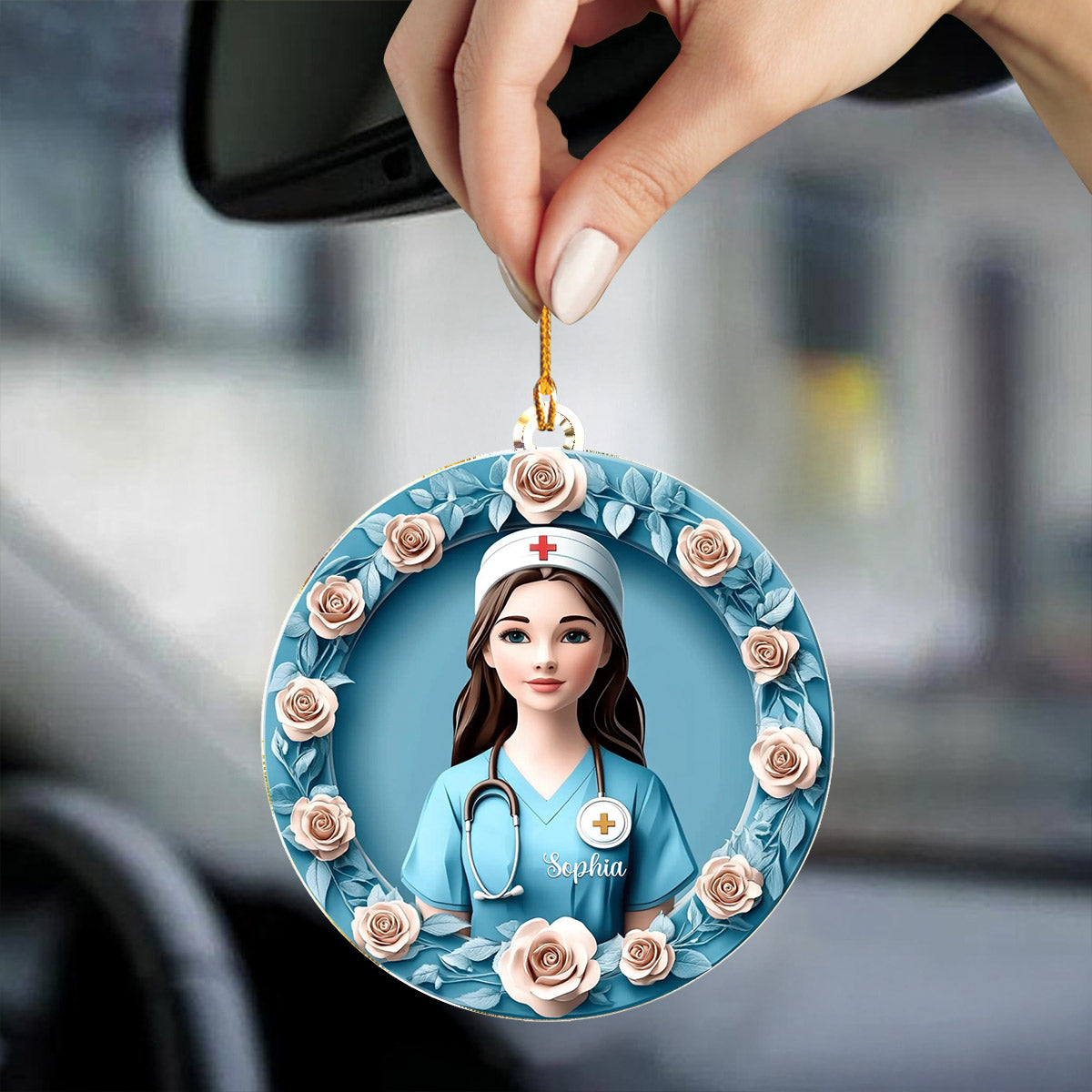 Lorva Nurse 2D Personalized Acrylic Ornament Compassion Bloom