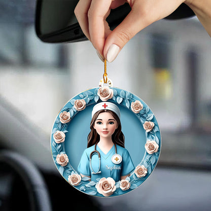 Lorva Nurse 2D Personalized Acrylic Ornament Compassion Bloom
