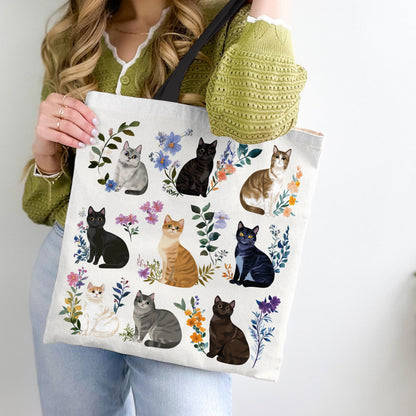 Lorva Tote Bag Charming Floral Cats
