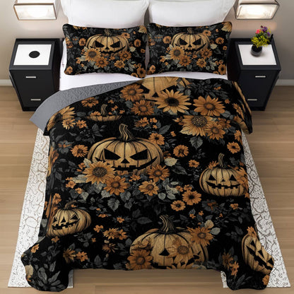 Halloween Lorva All Season Quilt 3-Piece Set Autumn Glow Pumpkins