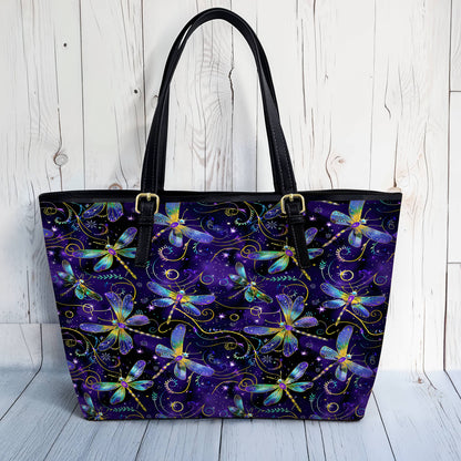 Lorva Dragonfly Leather Tote Bag Mystic