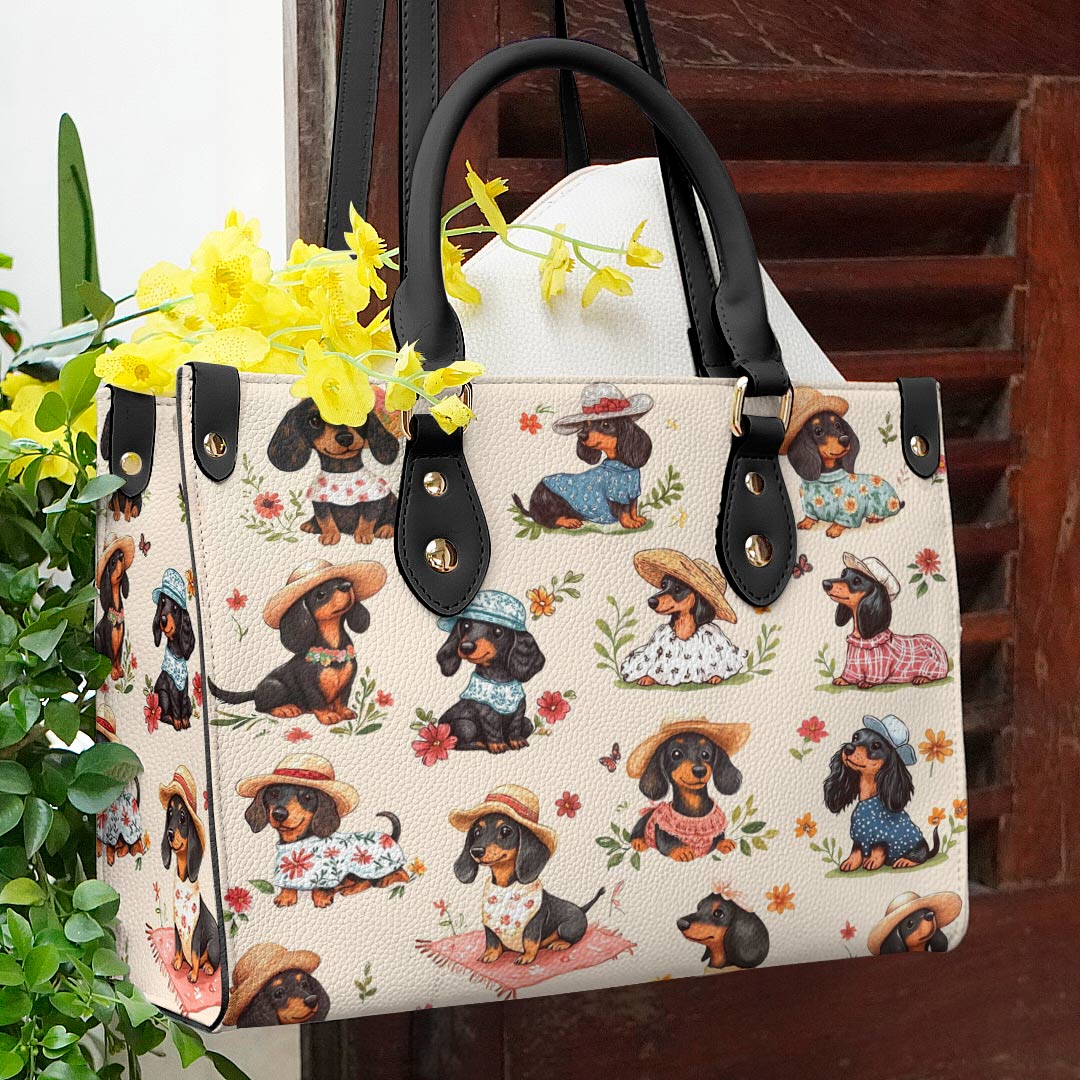 Lorva Dachshund Leather Bag Picnic Doxies