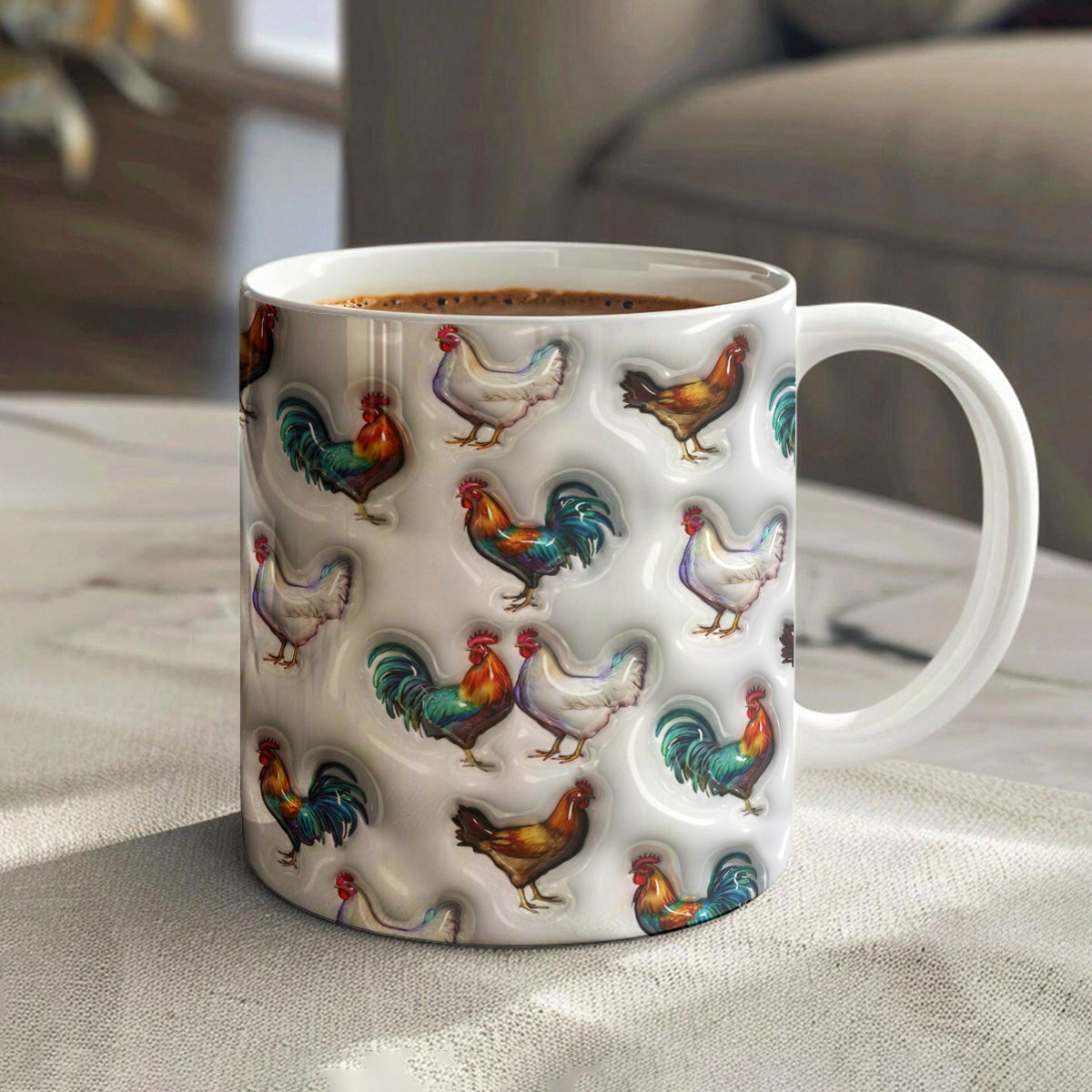 Lorva Flat Print Mug Gentle Chickens