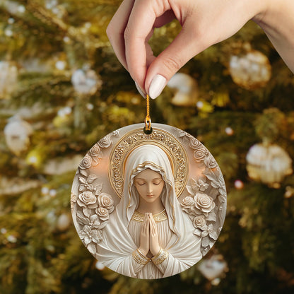 Lorva Acrylic Ornament Divine Sacred Rose Virgin Mary