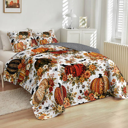 Lorva All Season Quilt 3-Piece Set Enchanted Floral Pumpkins