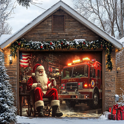Lorva Garage Door Banner Decoration Christmas Firefighter Garage