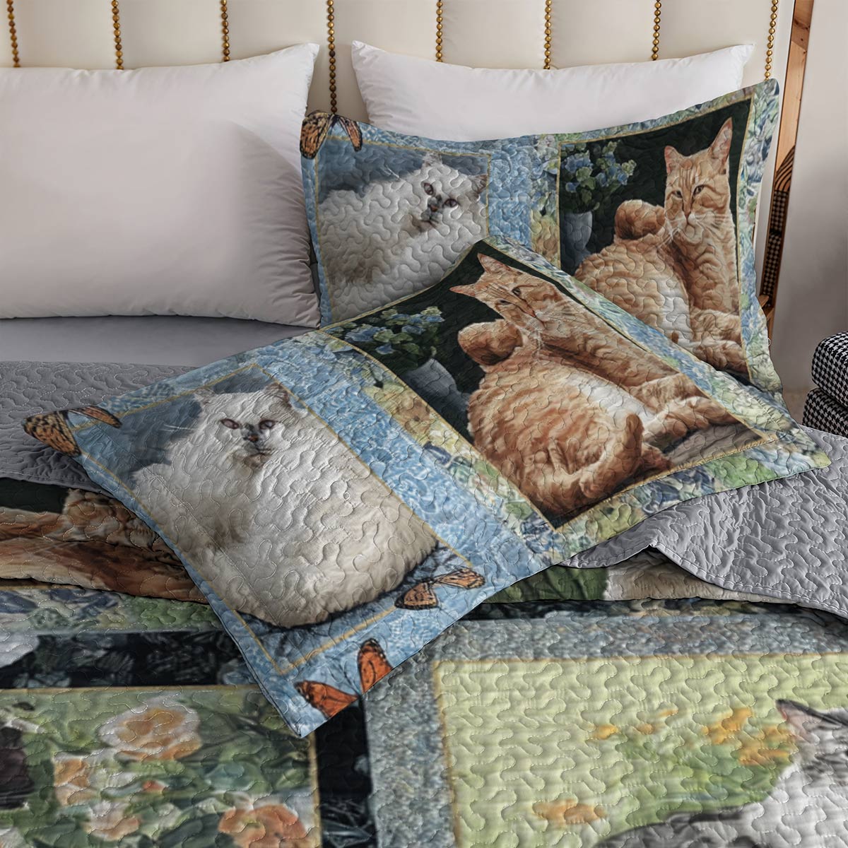 Lorva All Season Quilt 3-Piece Set Gentle Cat Garden