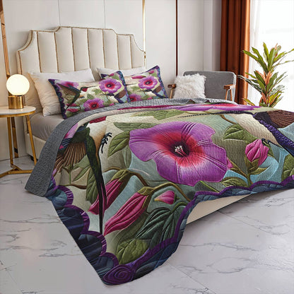 Lorva All Season Quilt 3-Piece Set Hummingbird Lovely