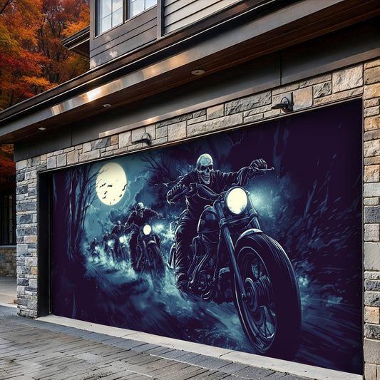 Lorva Halloween Garage Door Banner Decoration Phantom Biker Crew