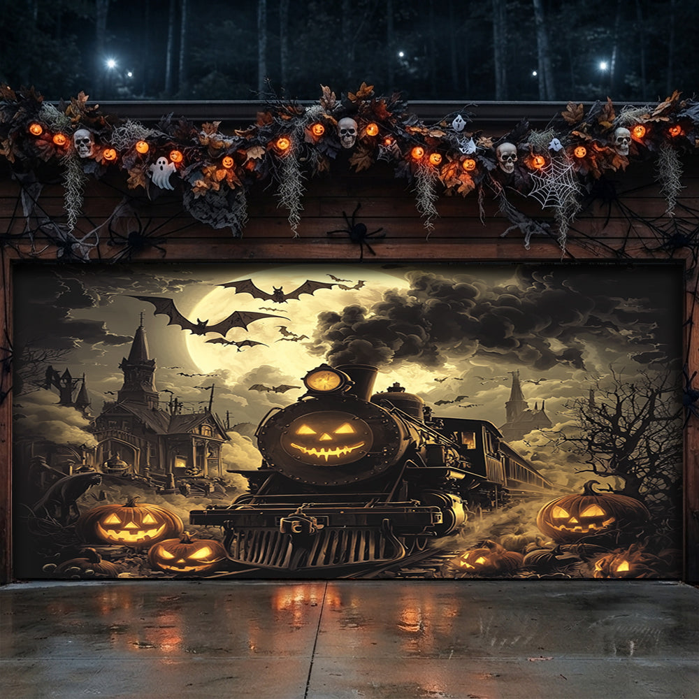 Lorva Halloween Garage Door Banner Decoration Pumpkin Express Halloween