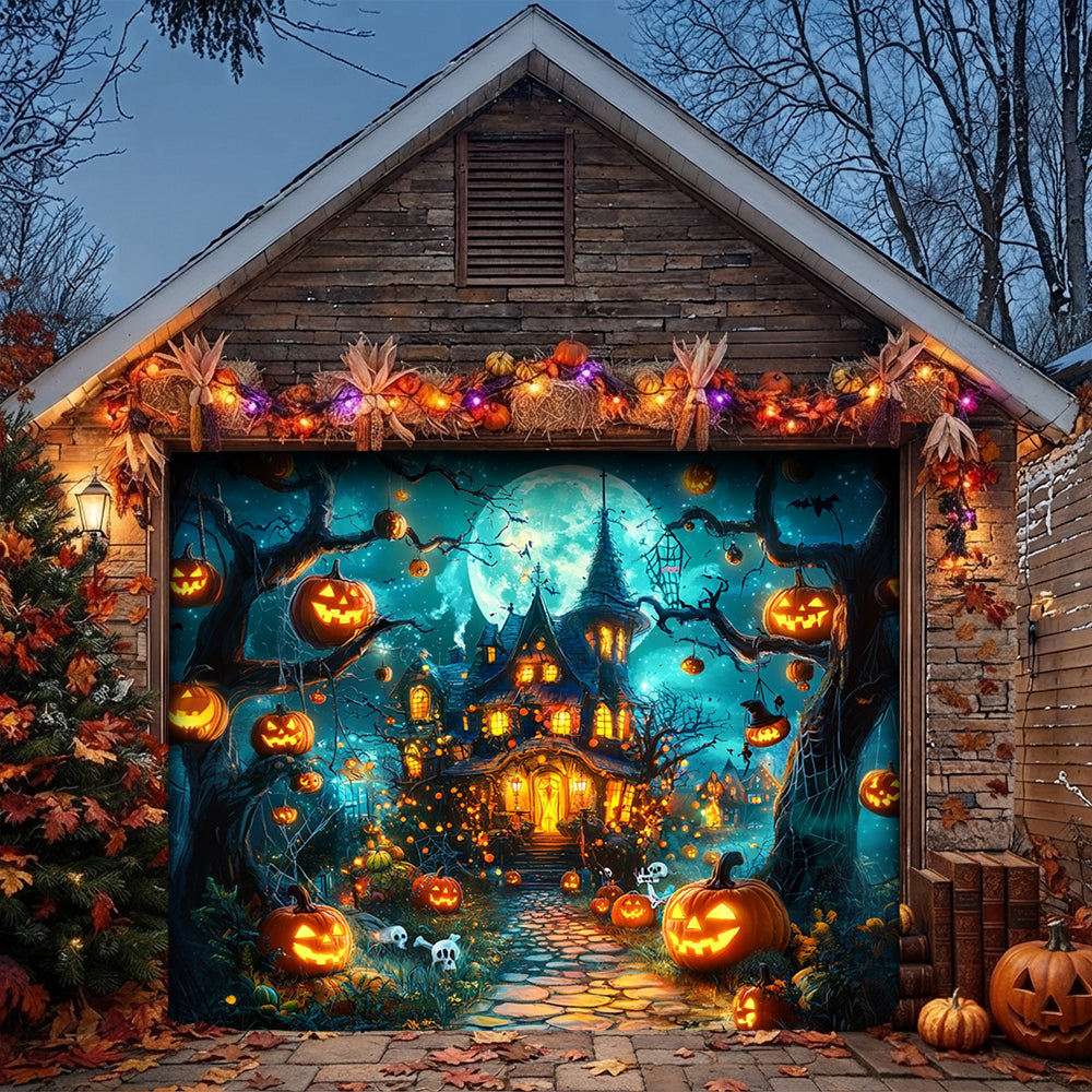Lorva Halloween Garage Door Banner Decoration Pumpkin Wonderland