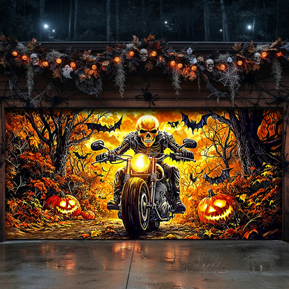 Lorva Halloween Garage Door Banner Decoration Born To Ride Built For Halloween