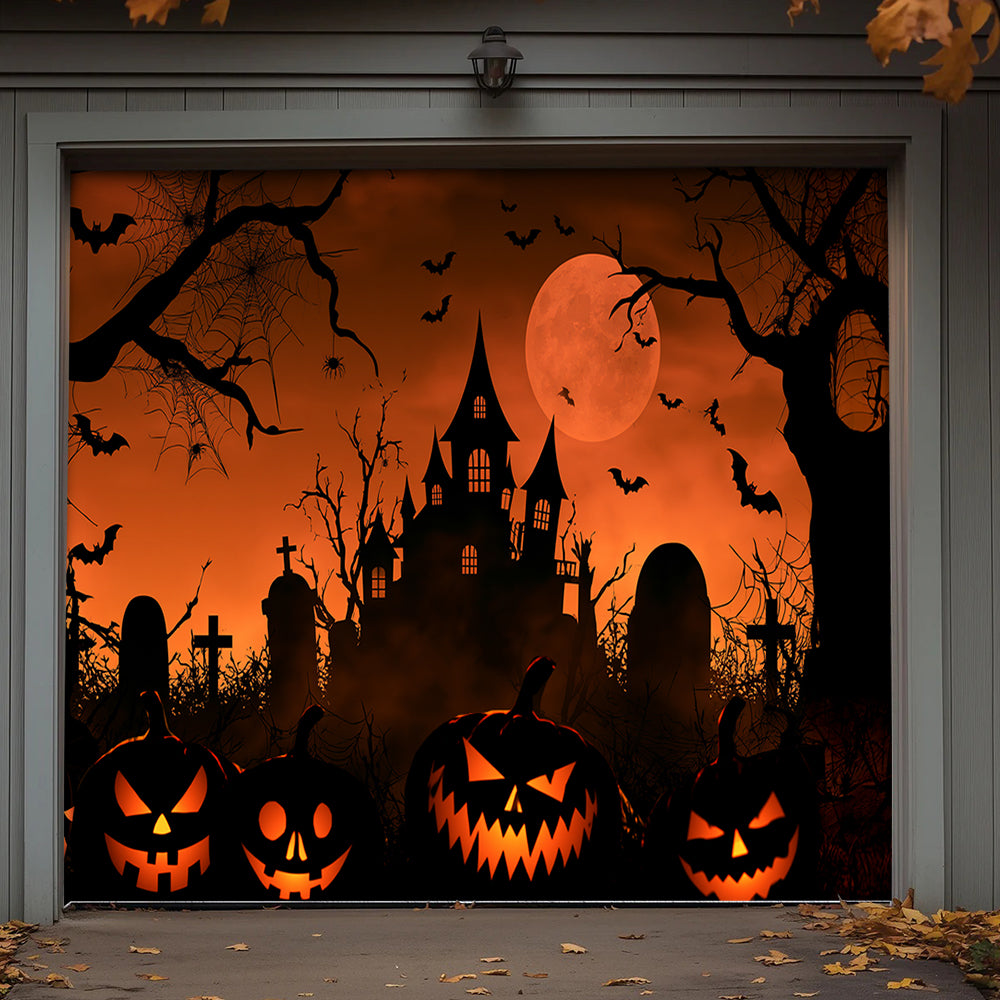 Lorva Halloween Garage Door Banner Decoration Pumpkin Night Spectacle