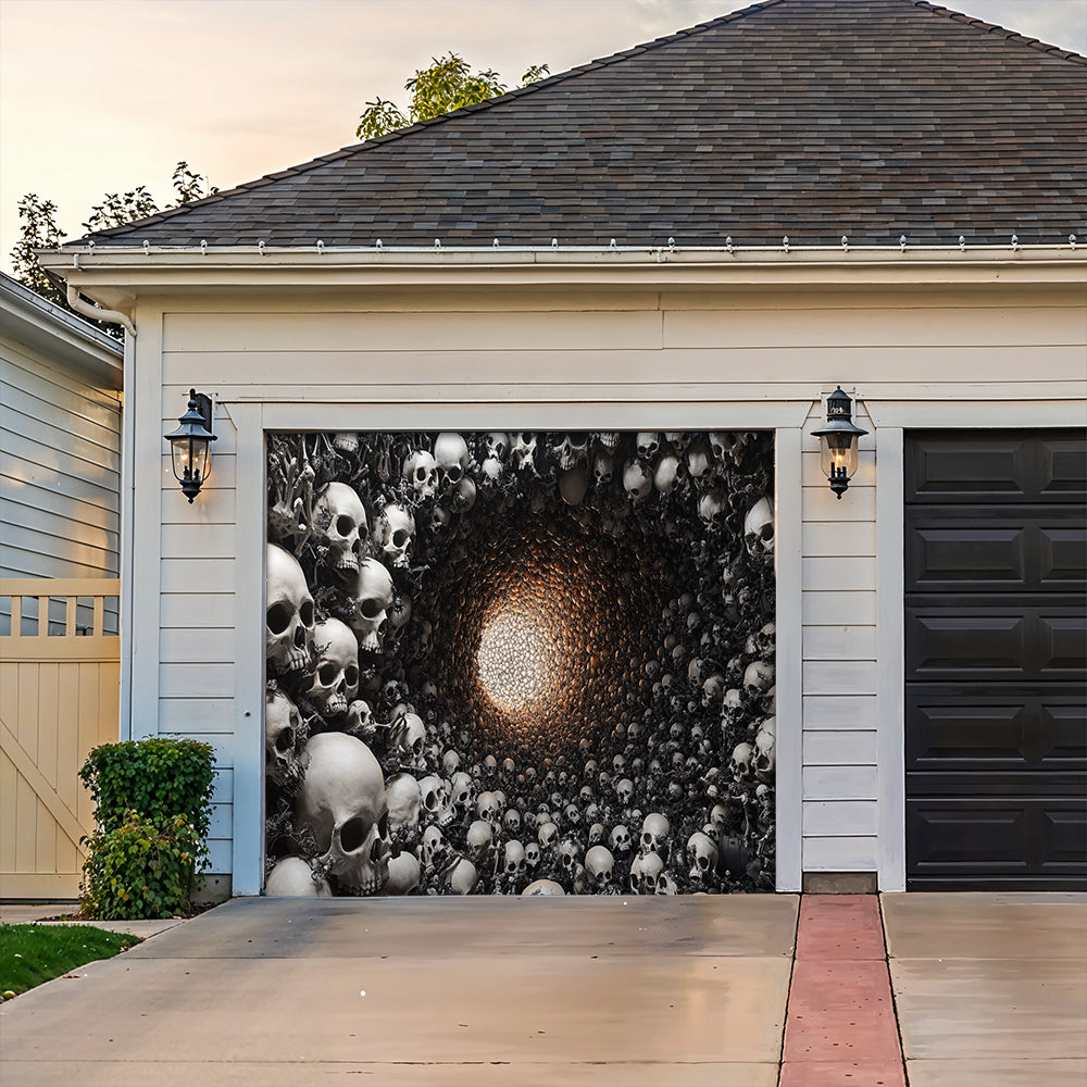 Lorva Halloween Garage Door Banner Decoration Skull Tunnel
