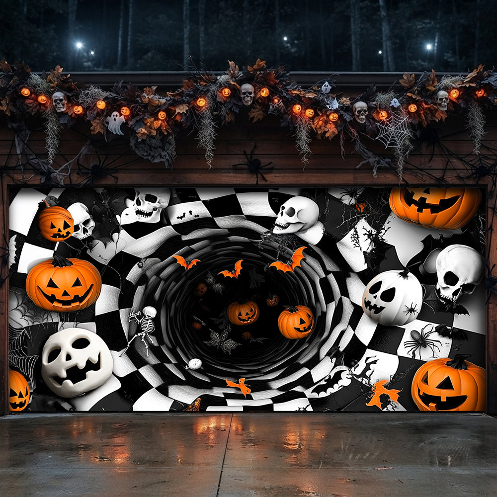 Lorva Halloween Garage Door Banner Decoration Spooky Pumpkin Vortex