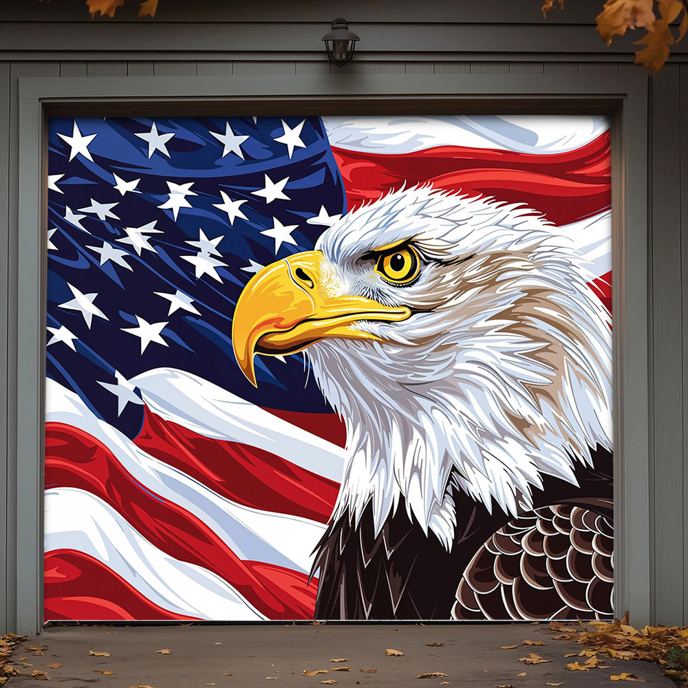 Lorva Patriotic Garage Door Banner Decoration Eagle of Freedom The Spirit of America