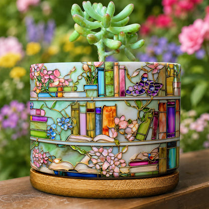 Lorva Reading Ceramic Plant Pot Magical Books