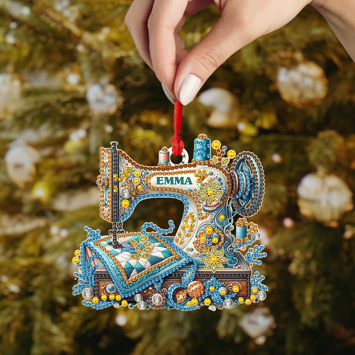 Lorva Sewing Personalized 2D Acrylic Ornament Stitch & Sparkle