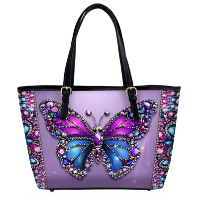 Lorva Butterfly Leather Tote Bag Violet Royalty