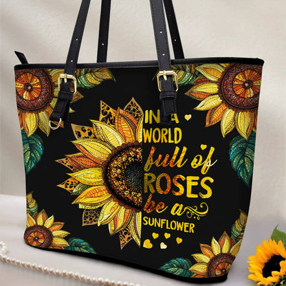 Lorva Leather Tote Bag Be a Sunflower