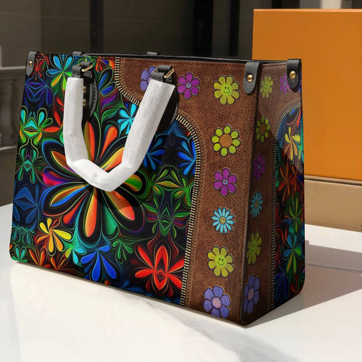 Lorva Hippie Leather Bag Flower Child