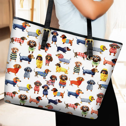 Lorva Leather Tote Bag Stylish Dachshund