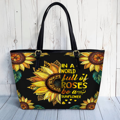 Lorva Leather Tote Bag Be a Sunflower